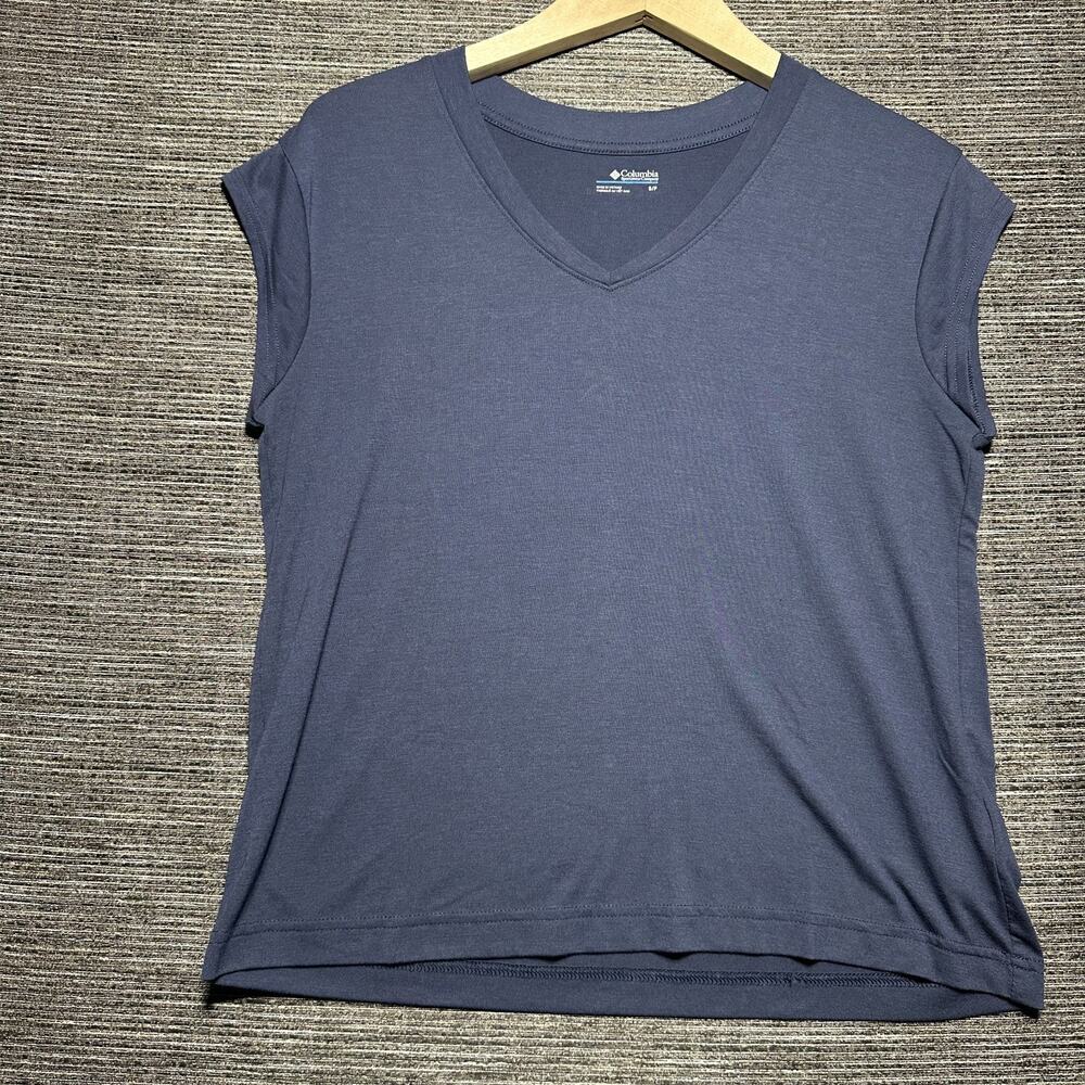 Columbia Top Shirt Women's Small Blue Boundless Beauty Short Sleeve 2034331